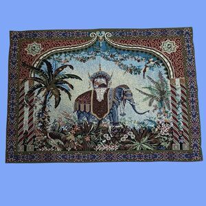 Vtg Bombay Company Elephant Tapestry-26”x36”-EUC